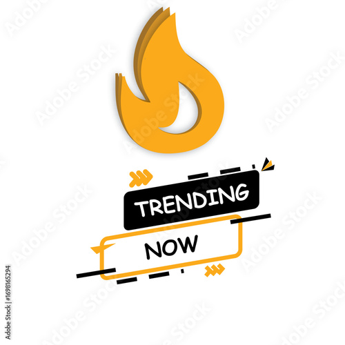 🔥 Trending Now Badge – Modern Sale Label, Hot Deal Promo Sticker for Social Media & Marketing