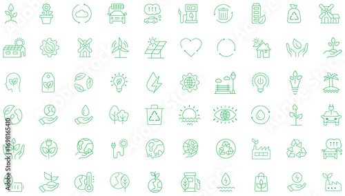 Eco energy line icon set. Sustainability, recycling, renewable energy, nature, environment signs. Ecology and environment icon set. ecology, eco, sustainability, environment, ecological, sustainable,