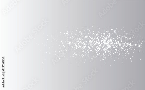 A delicate burst of shimmering white particles illuminates a soft silver-gray gradient, crafting an elegant, ethereal abstract background