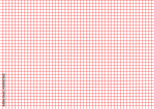 Empty red graph paper on white background with square grid pattern for mathematics and engineering. Empty graph paper with small grid lines