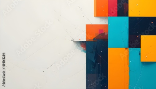Minimalist abstract background with bold geometric shapes and bright color blocks