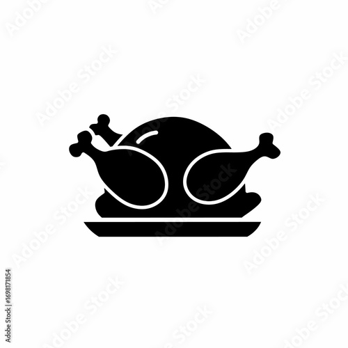 Roasted Turkey Silhouette on a Platter for Thanksgiving Dinner or Holiday Feast