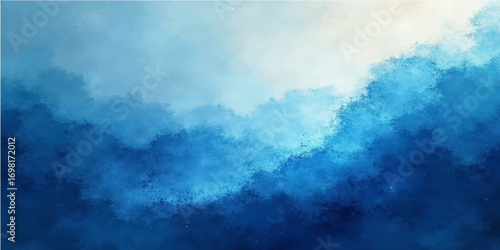 Blue abstract sky with clouds and grunge texture background