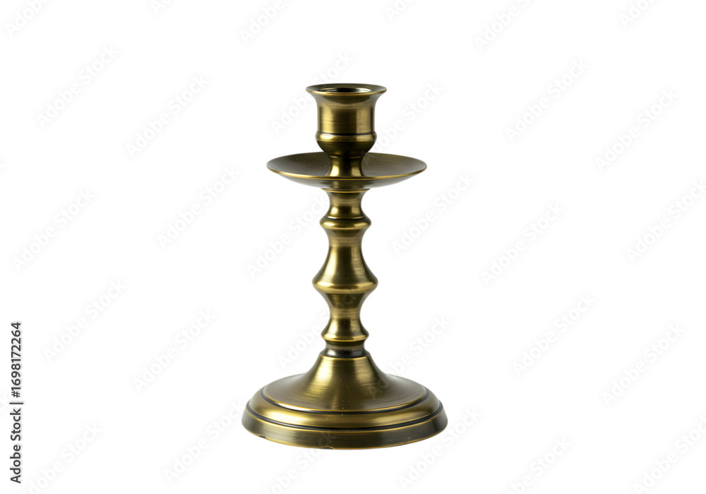 Fototapeta premium Antique Brass Candlestick Elegant Home Decor Vintage Tabletop Accent isolated on transparent background