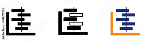Gantt Chart Icon Collection Glyph & Mixed Style 