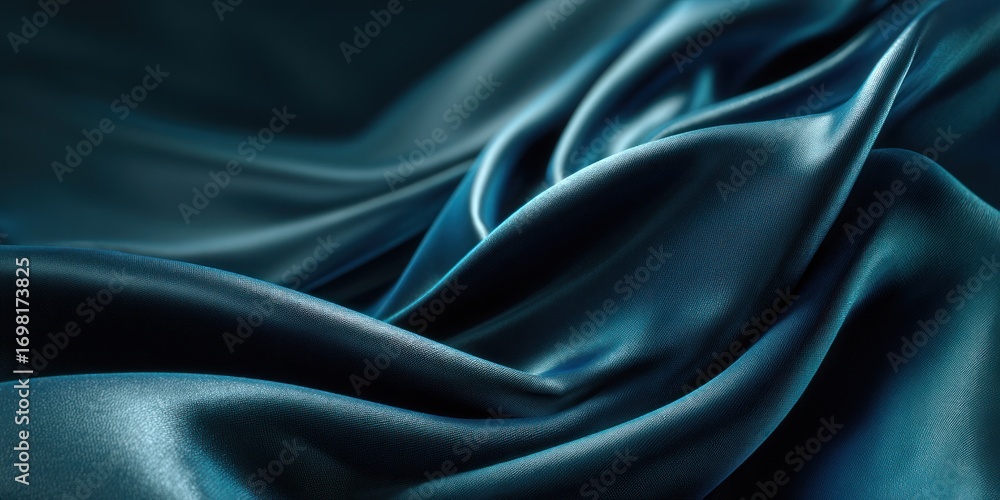Obraz premium Deep teal silk fabric, draping in soft folds