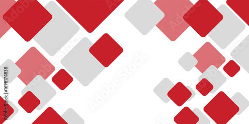 White background with abstract red grey square decoration. Vector illustration for modern presentation background, brochure design, business card background, website slider, landing page