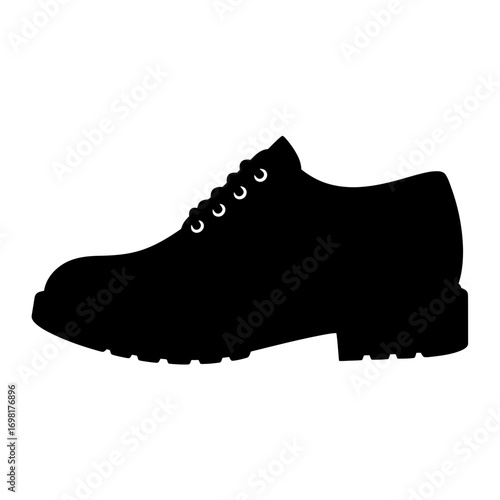 Black silhouette of a classic lace up work boot