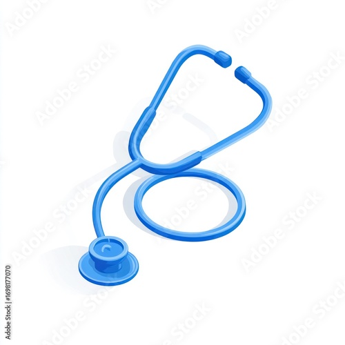Isometric view of a light-blue stethoscope