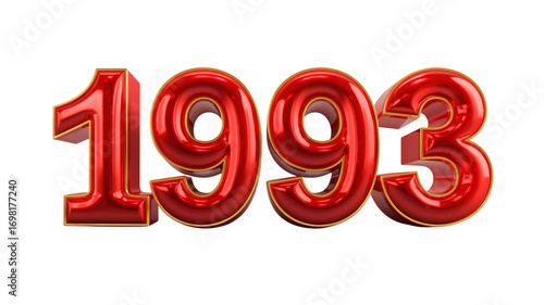 1993 Red and Gold 3D Number Design