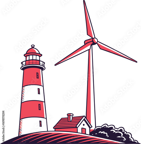 Coastal power generation with lighthouse and turbine offers clean energy solutions today