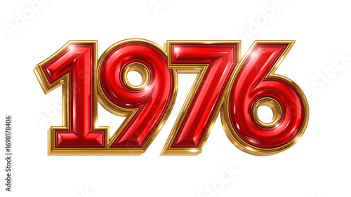 1976 Red and Gold 3D Number Design