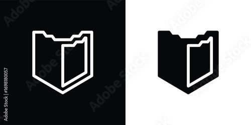 Shield icon, protective shield illustration, shield icon isolated on black and white background, suitable for use in applications, business, finance, insurance, and etc
