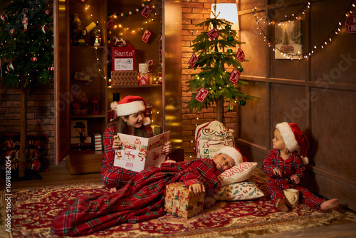Children reading a Christmas story