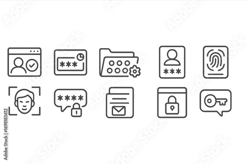 Authentication, security line icon set. identity, privacy, access control icons collection