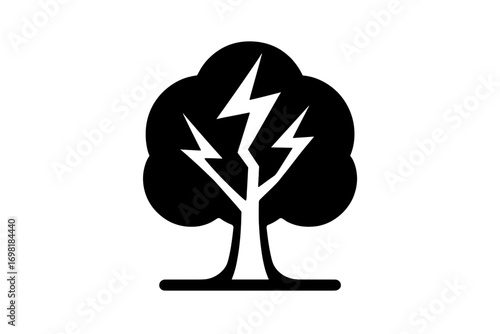Vector Illustration of Surreal Tree with Lightning Branches