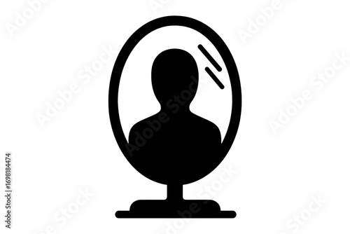 Vector Illustration of Person Silhouette in Mirror