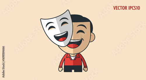 Happy Mask Exploring Dual Personalities Through Illustration