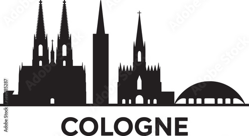 Cologne Cityscape Silhouette Vector Design with Famous Buildings and Landmarks Depiction