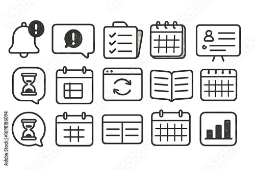 Office and business line icon set: essentials for productivity and communication