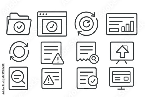 Business analytics line icon set. data, finance, reporting icons in outline style