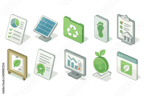 Sustainability, environment 3d icon set. eco, green energy, conservation icons