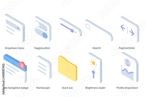 Interface, web 3d icon set. ui, navigation controls 3d icons, interactive elements