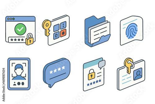 Security, privacy 3d icon set. cyber, protection, lock, password icons in 3d style