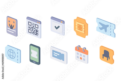 Travel and tourism 3d icon set for vacation and trip planning essentials