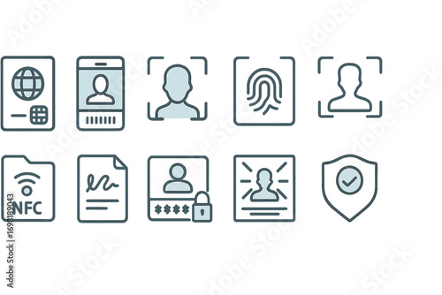 Security, technology outline icon set. cybersecurity, data protection icons collection
