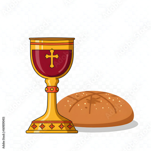 Vector illustration of the Orthodox Church's Eucharist (Blessing and Eucharist) for the Holy Communion