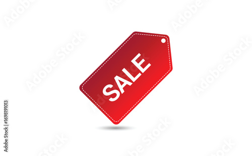 Sale price offer tag, red vertical label vector sticker for retail, marketing and seasonal shopping promotion use