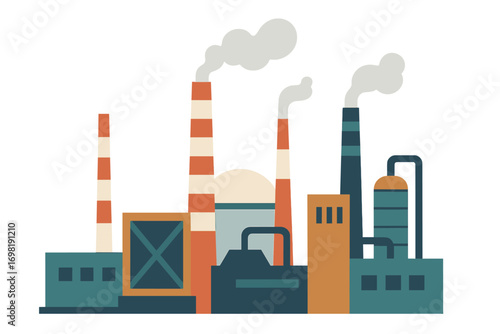 Industrial, factory flat icon set. manufacturing, production symbols collection