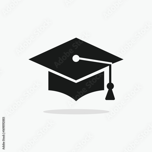 Simple Graduation Cap Icon on a White Background, diploma cap 