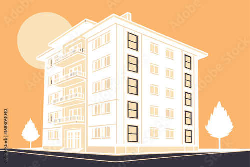 Apartment Building Vector Illustration