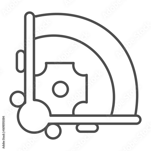 Baseball field thin line icon, baseball game concept. Vector graphics. Field for team, sport sign on white background, outline style icon for mobile or web design.