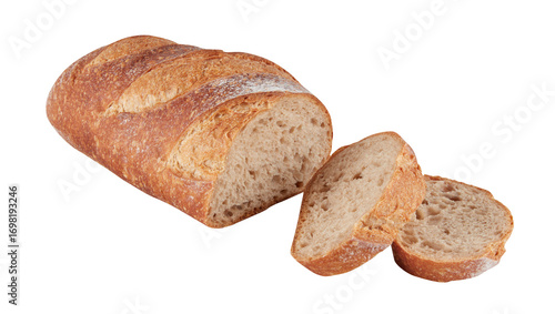 Breakfast baked bread cut out isolated transparent background