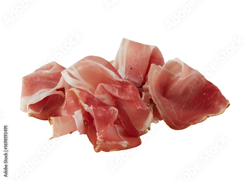 Smoked bacon strips cut out isolated transparent background