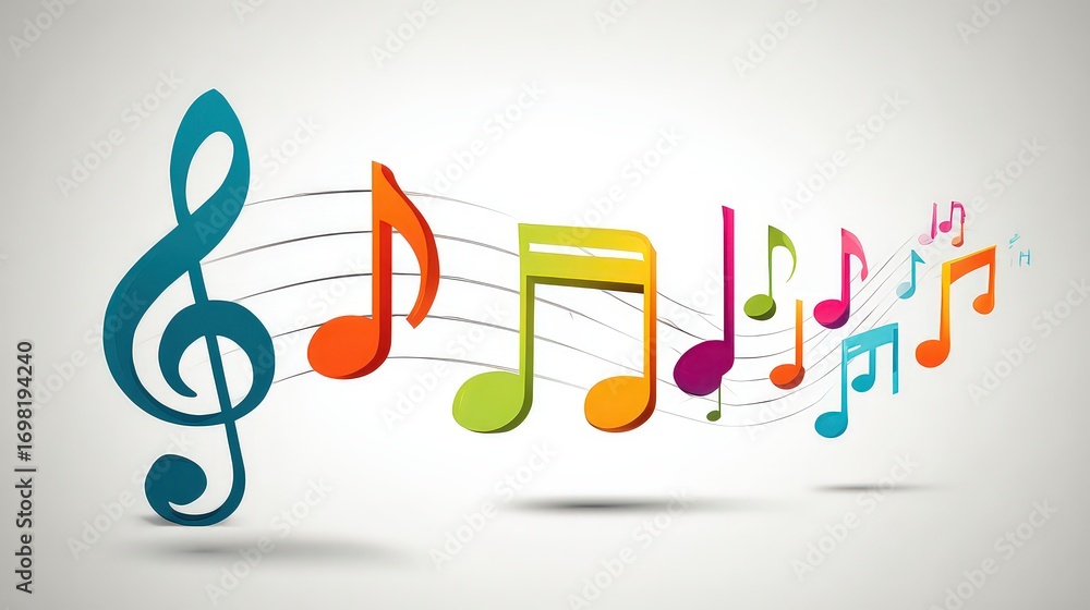 Fototapeta premium Colorful Pixelated Music Notes