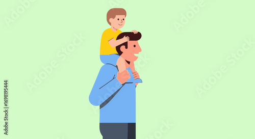 Fatherhood: Dad with son on shoulders enjoying family time together