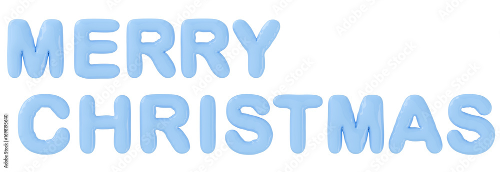 3D画像_風船_MERRY CHRISTMAS_水色 3D画像_風船_MERRY CHRISTMAS_水色