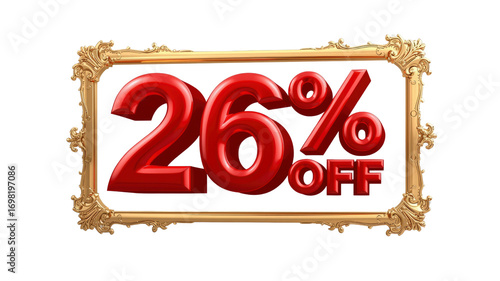 26% Off Sale Red Glossy Numbers in Gold Frame