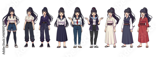 Character design evolution A stylistic journey through outfits and apparel for digital art