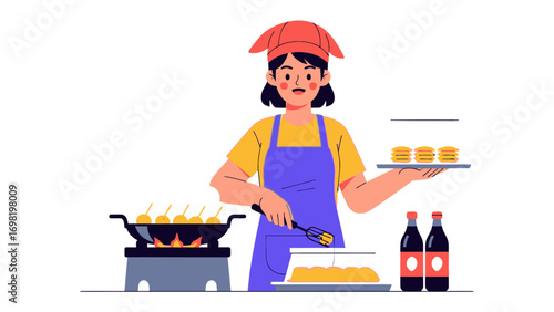 Chef's Culinary Delights: An animated chef skillfully prepares and presents delicious culinary creations, showcasing expertise and passion in the kitchen.