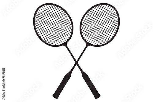 Badminton racket and tennis racket silhouettes sports equipment outline vector illustration
