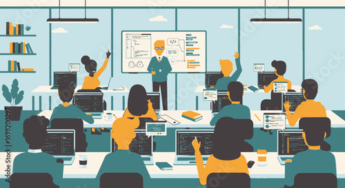 Programming Class Instructor Teaching Students Software Development Skills