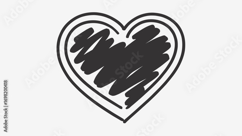 Hand drawn heart illustration with a scribble fill perfect for valentine's day cards love letters or expressing affection in a simple artistic and heartfelt way for any occasion