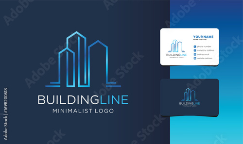 monogram building logo with business card design.