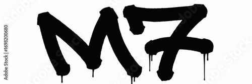Black graffiti art featuring the letter m and the number 7 with dripping paint effect perfect for urban designs street art projects or edgy graphic elements