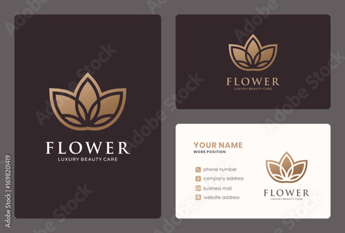 elegant flower logo design with golden color.